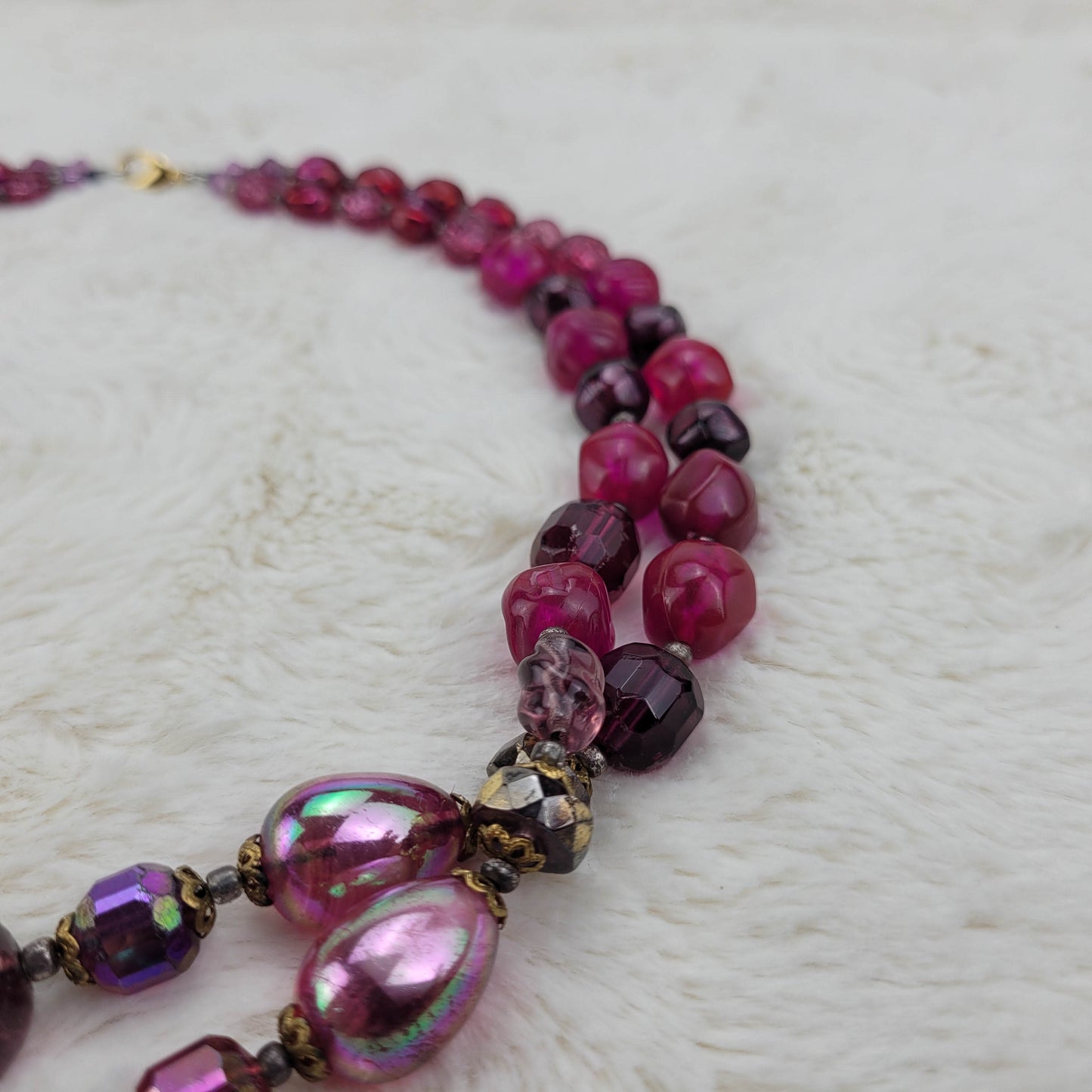 1960's Double Strand Graduating Purple Bead Necklace