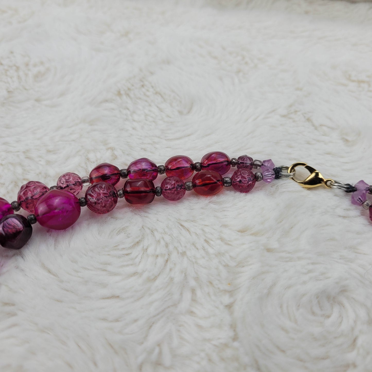 1960's Double Strand Graduating Purple Bead Necklace