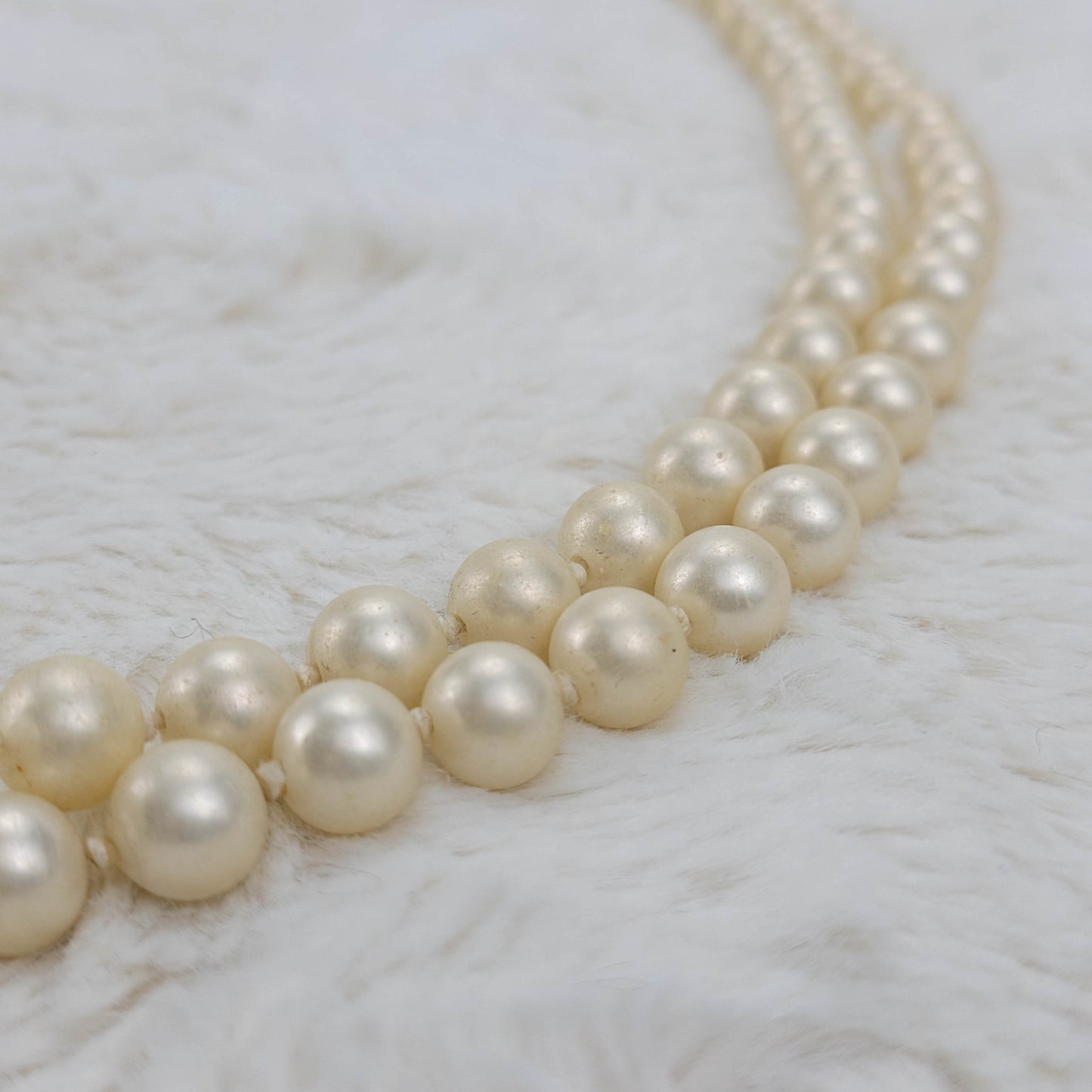 1950's Double Row Pink Cultured Pearl Opera Length Necklace