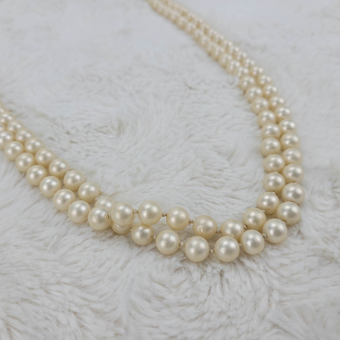 1950's Double Row Pink Cultured Pearl Opera Length Necklace