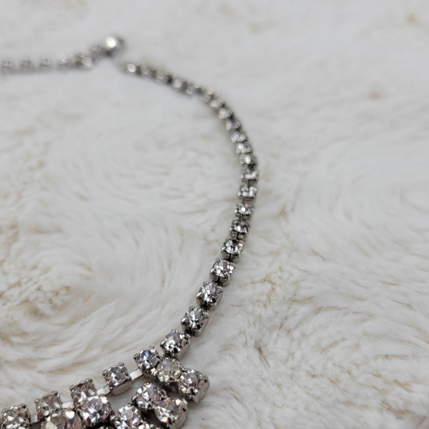 1950's Four Row Clear Rhinestone Collar Necklace