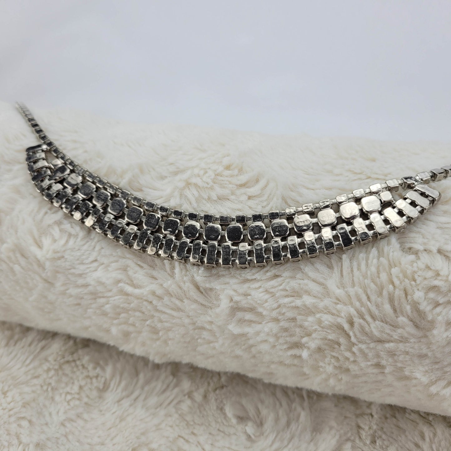 1950's Four Row Clear Rhinestone Collar Necklace