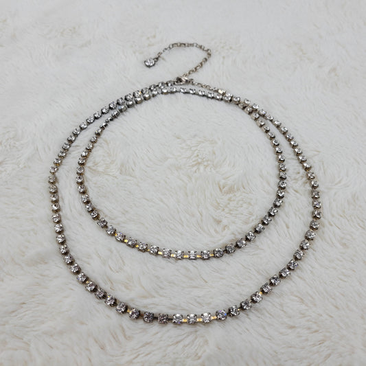 1950's Long Rope Clear Rhinestone Necklace