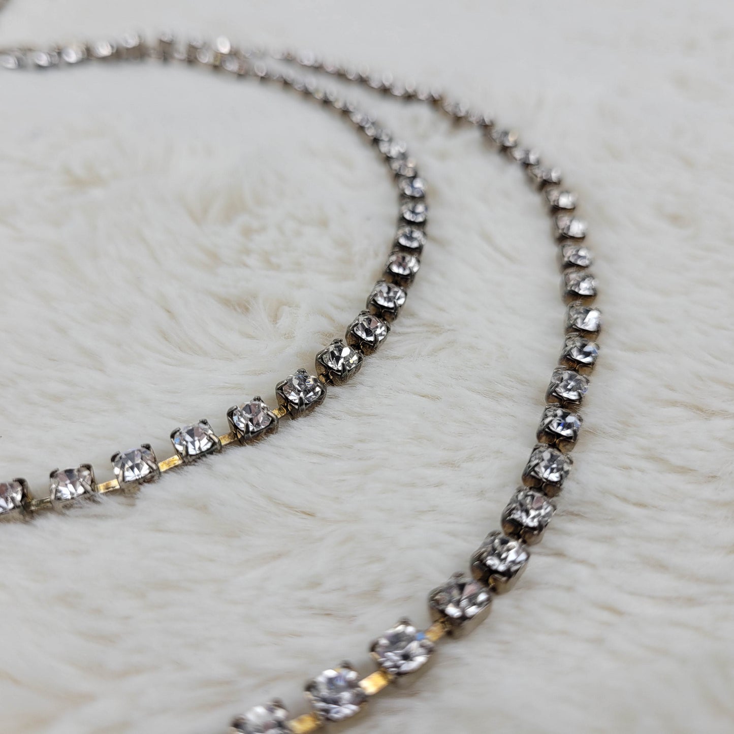 1950's Long Rope Clear Rhinestone Necklace