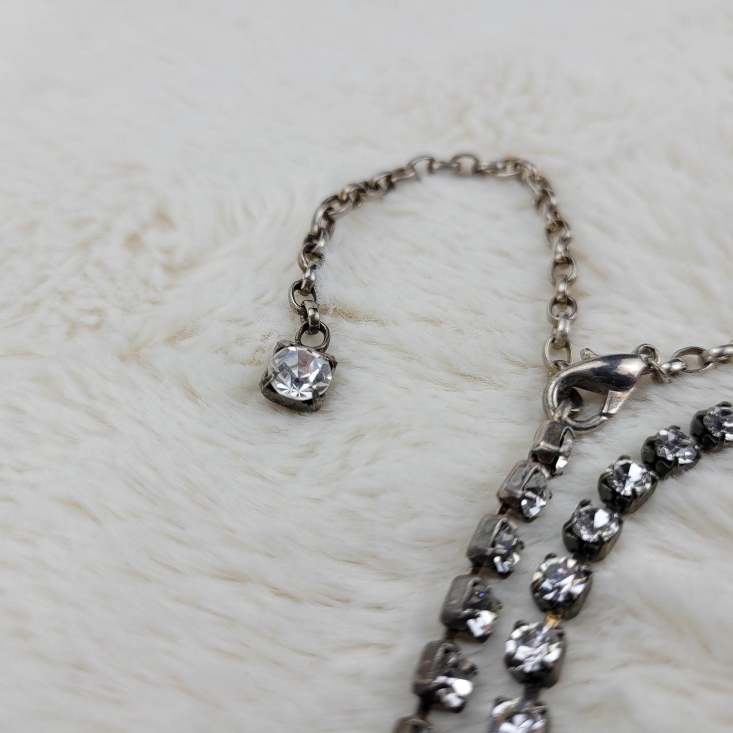 1950's Long Rope Clear Rhinestone Necklace