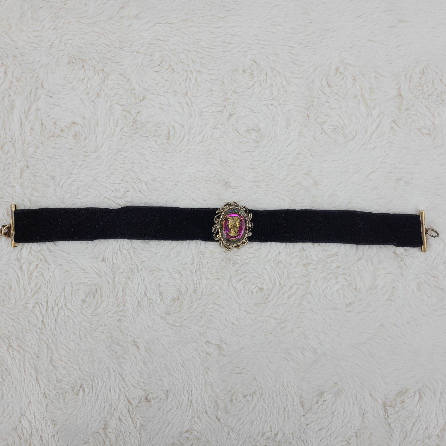 1950's Black Velour Choker with a Cameo Pendant