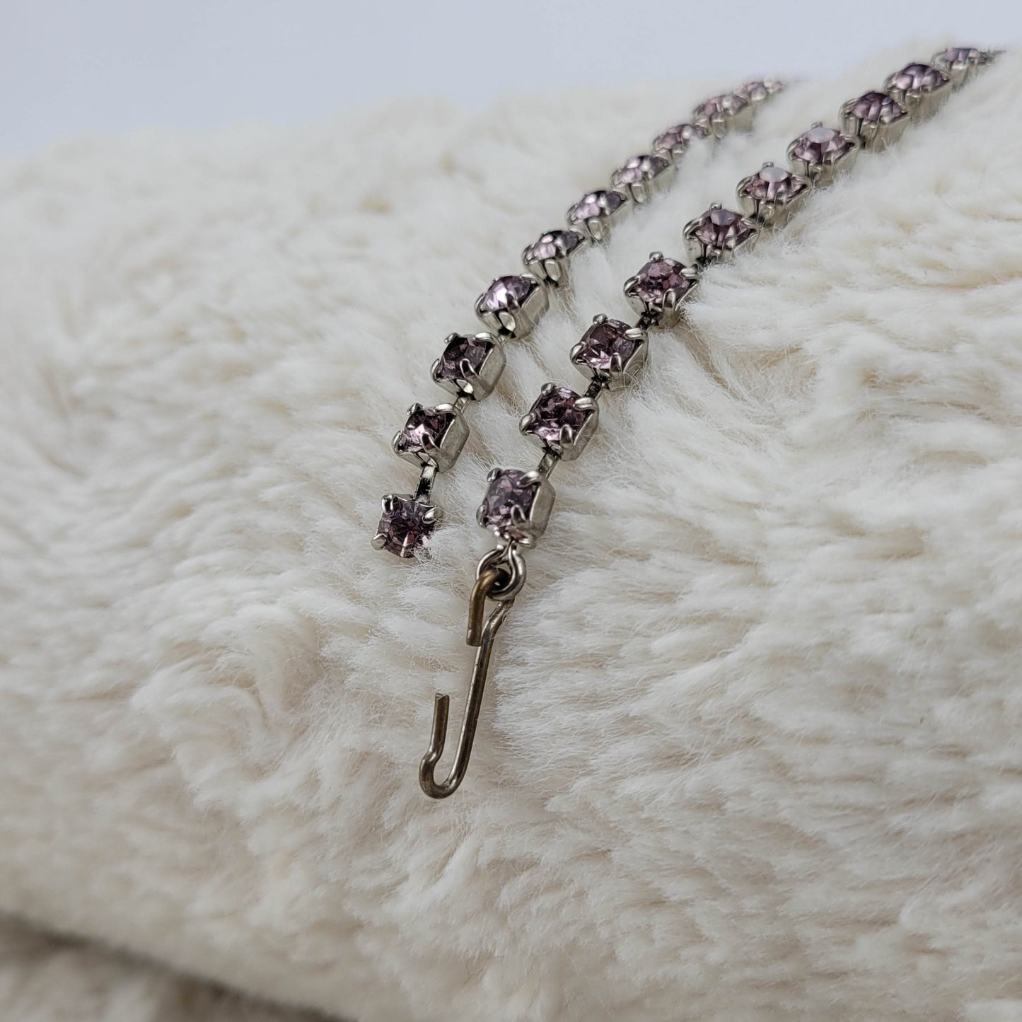 1960's Purple Rhinestone Open Back Opulent Necklace