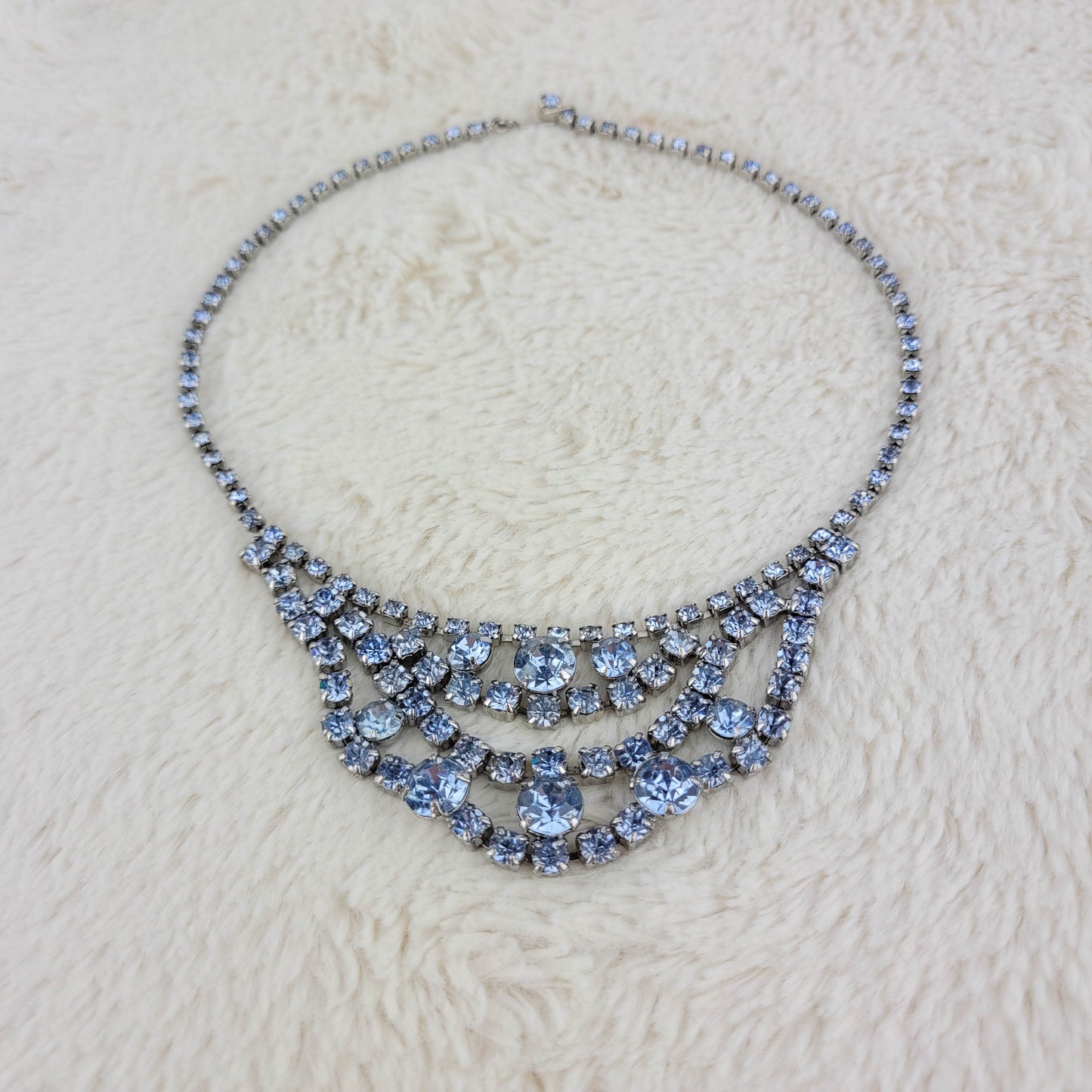 Silver Rhinestone Multi Strand Necklace