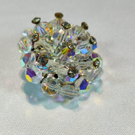 1950's Clear Crystal and Aurora Borealis Rhinestone Cluster Pin