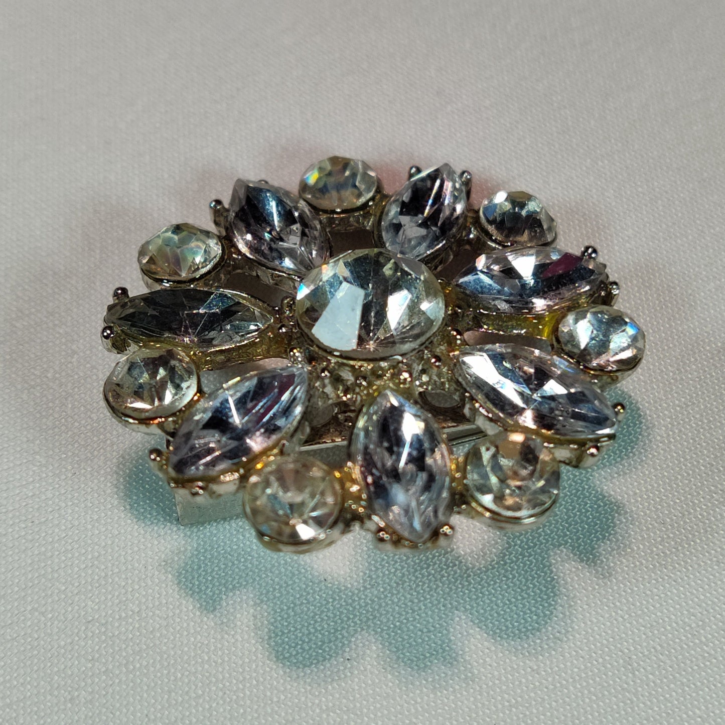 1950's Clear Rhinestone Circular Starburst Pin