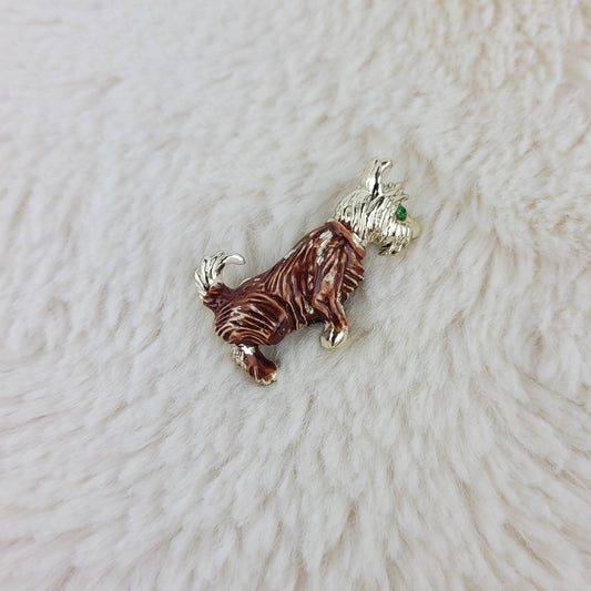 1950's Light Brown Enamel Terrier Pin