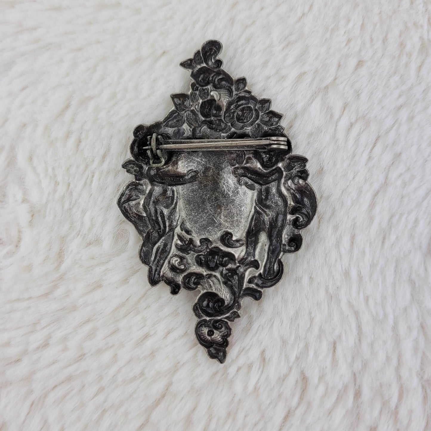 1970's Stamped Silver Metal Cherub Pin