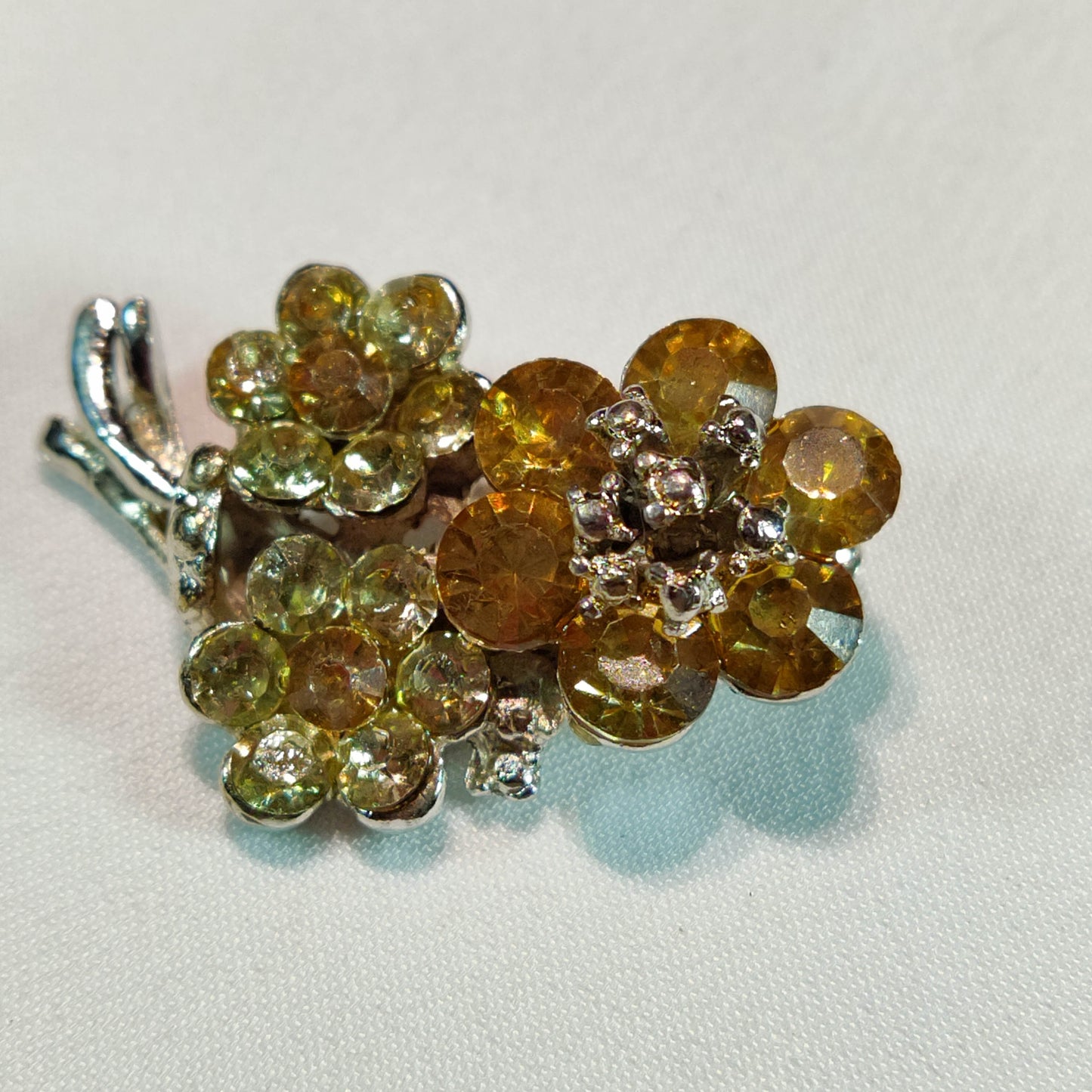 1960's Yellow Rhinestone Flower Pin