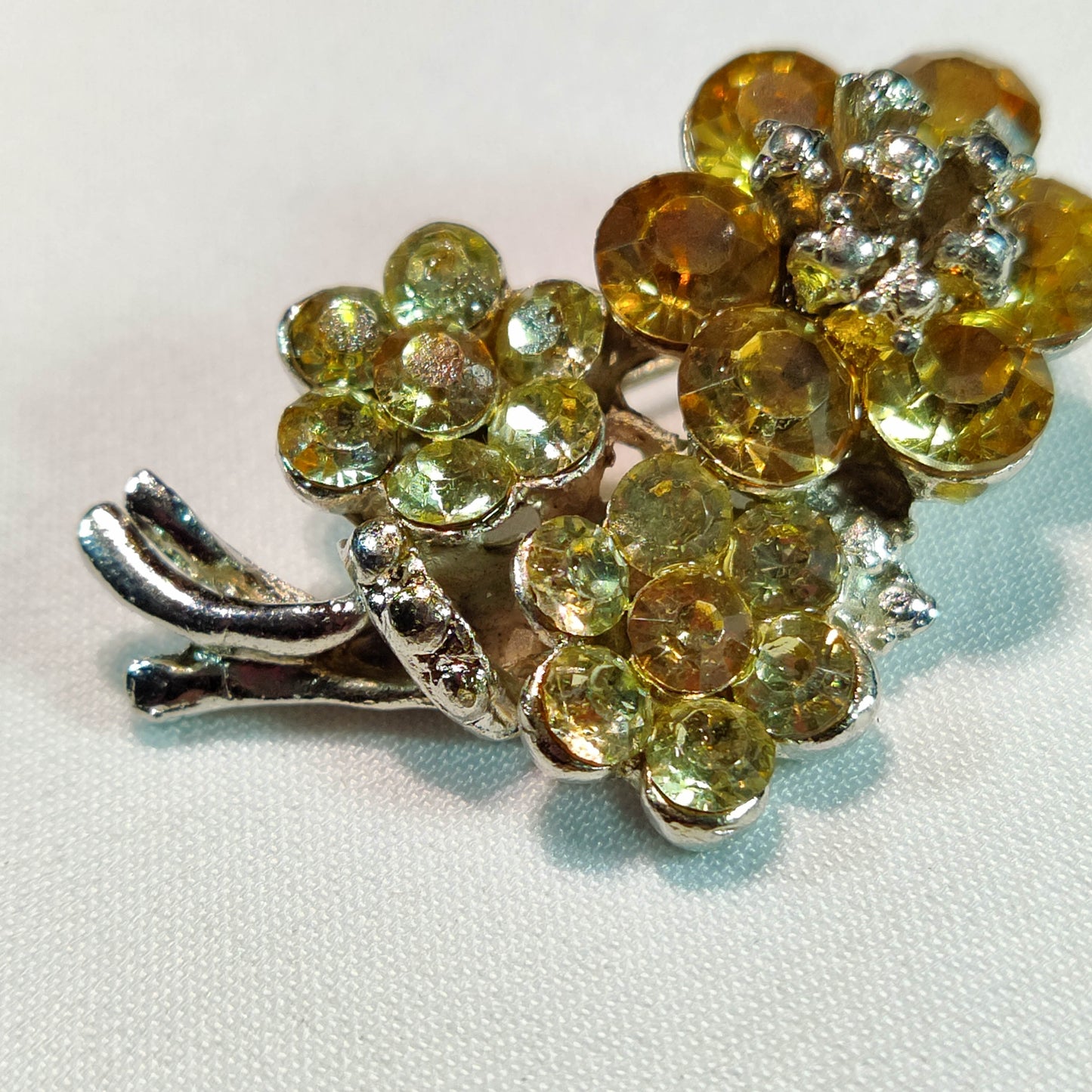 1960's Yellow Rhinestone Flower Pin