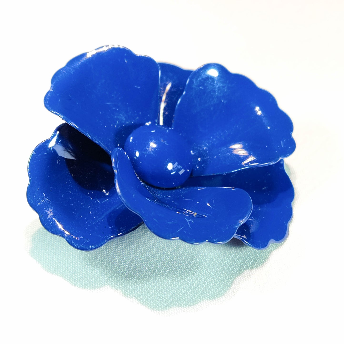 1950's All Royal Blue Metal Flower Pin