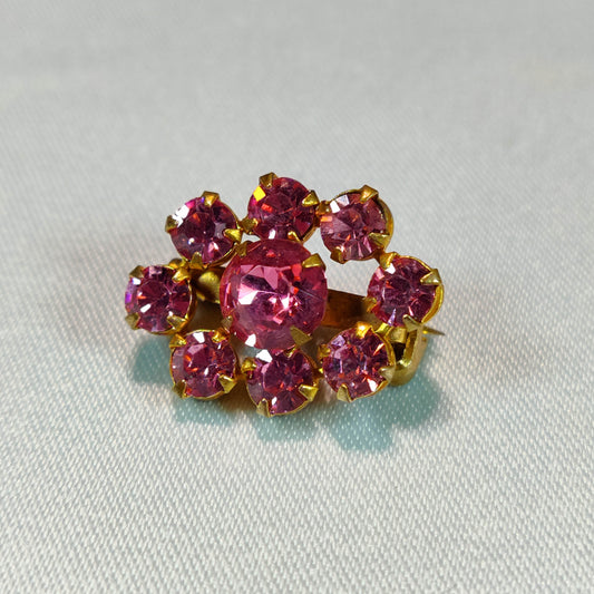 1950's Pink Rhinestone Oval Pin