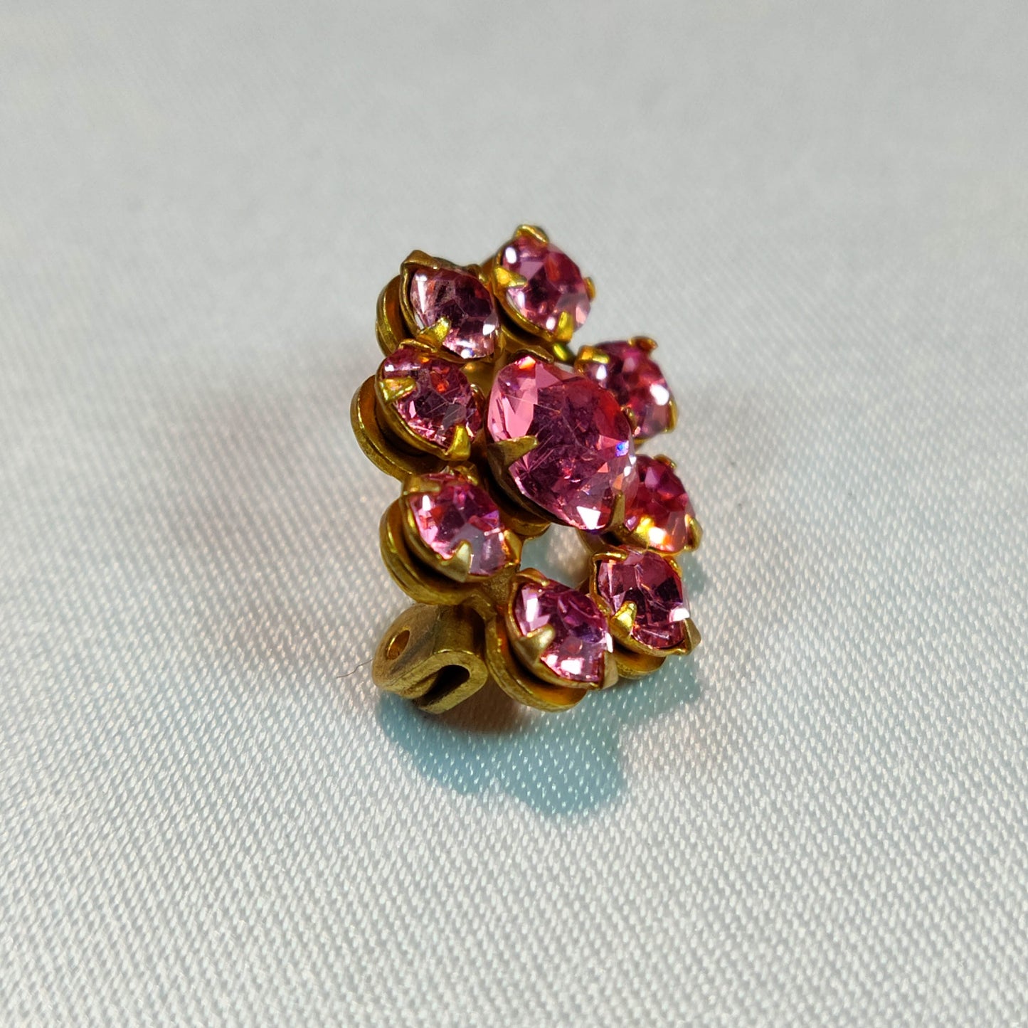 1950's Pink Rhinestone Oval Pin