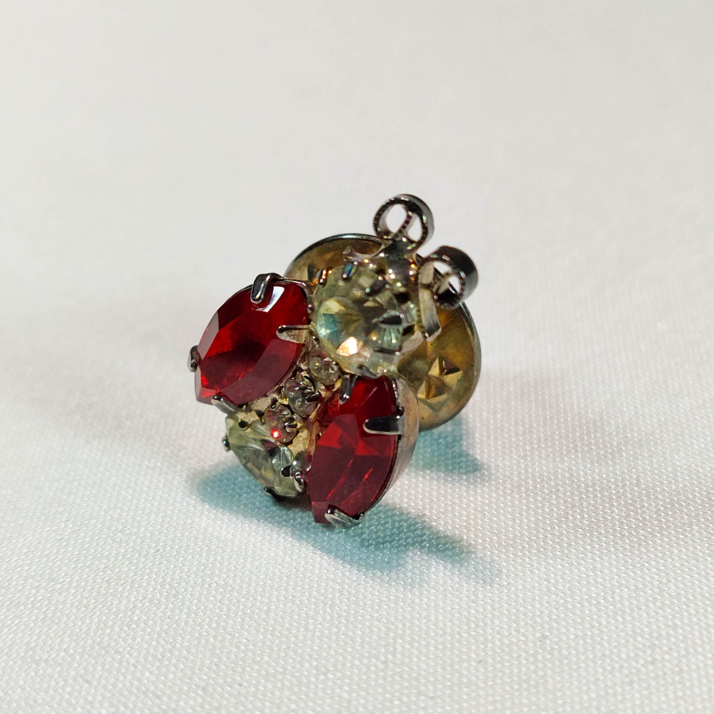 1950's Red and Clear Rhinestone Bug Pin