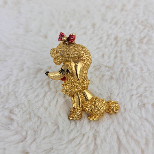 1950's Gold Metal and Enamel Poodle Pin