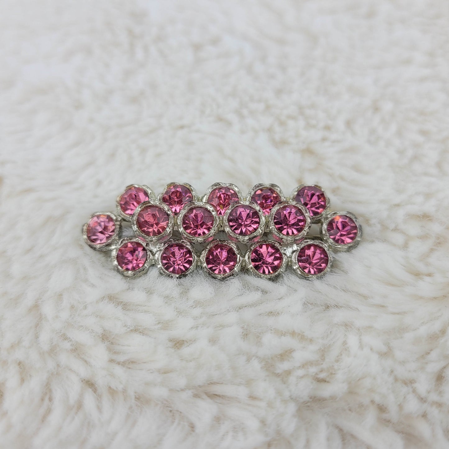 1930's Pink Rhinestone and Pot Metal Bar Pin