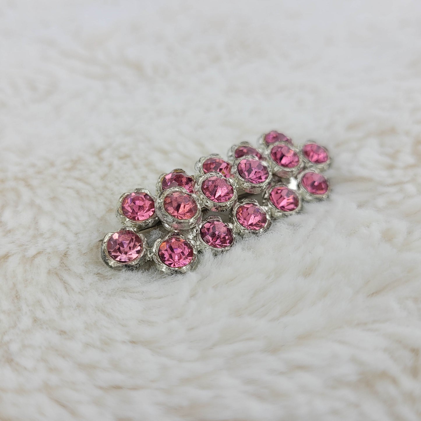 1930's Pink Rhinestone and Pot Metal Bar Pin