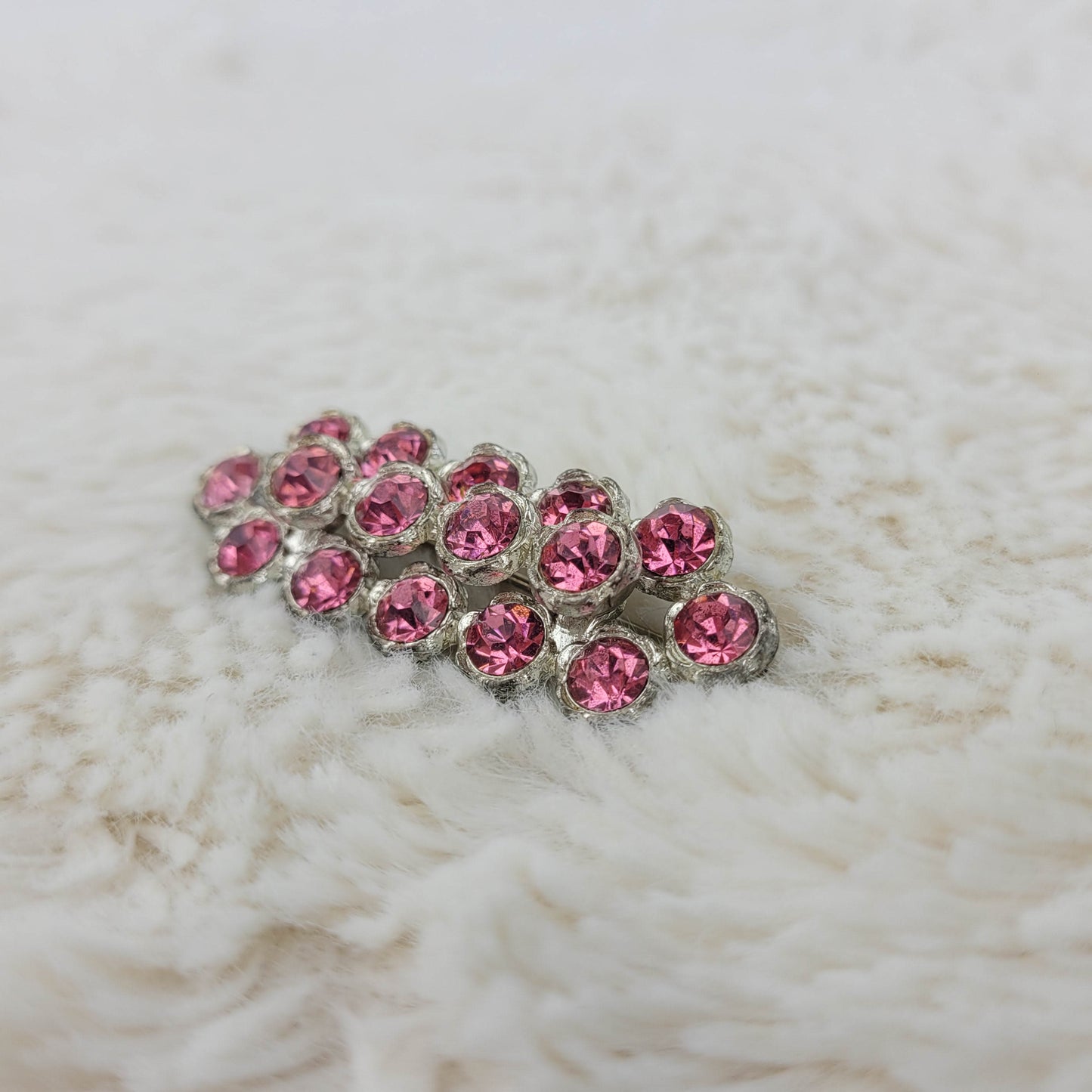 1930's Pink Rhinestone and Pot Metal Bar Pin