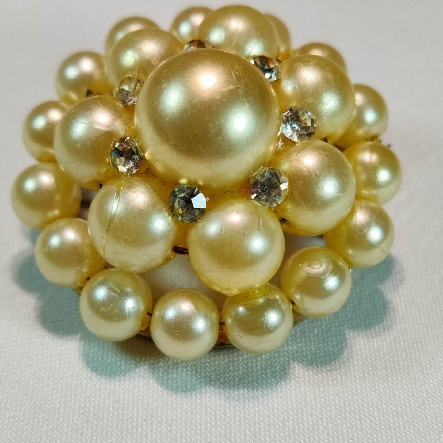 1950's Pearl and Rhinestone Circular Pin